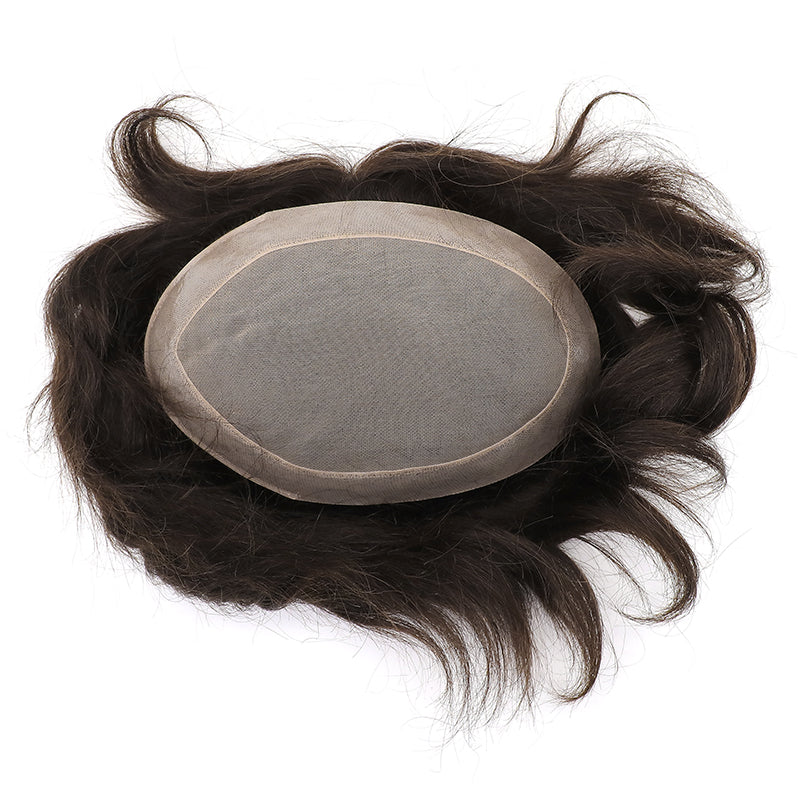AHF-CM105 Fine mono with 1inch wide PU perimeters, front 1/8" folded lace, with baby hair in the front hairline