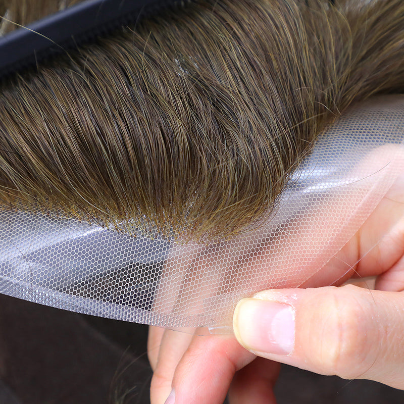 AHF-CM112 Welded lace with wide Poly in the sides and back, front 1inch Swiss lace front