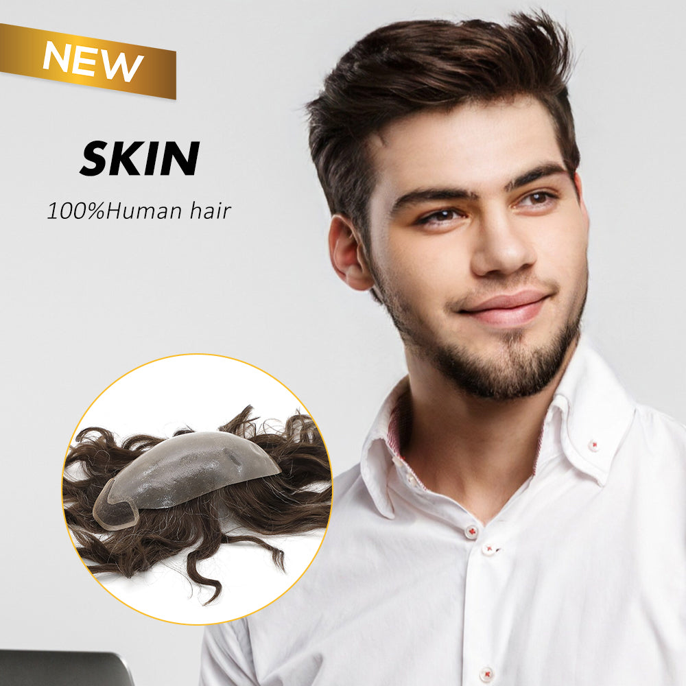 AHF-CM109 PU hair piece with front swiss lace