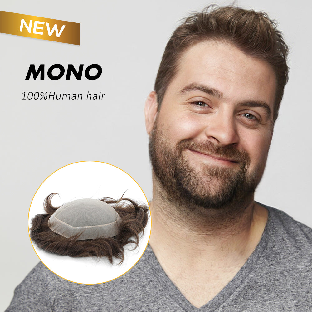 AHF-CM105 Fine mono with 1inch wide PU perimeters, front 1/8" folded lace, with baby hair in the front hairline