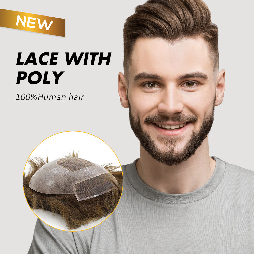 AHF-CM112 Welded lace with wide Poly in the sides and back, front 1inch Swiss lace front