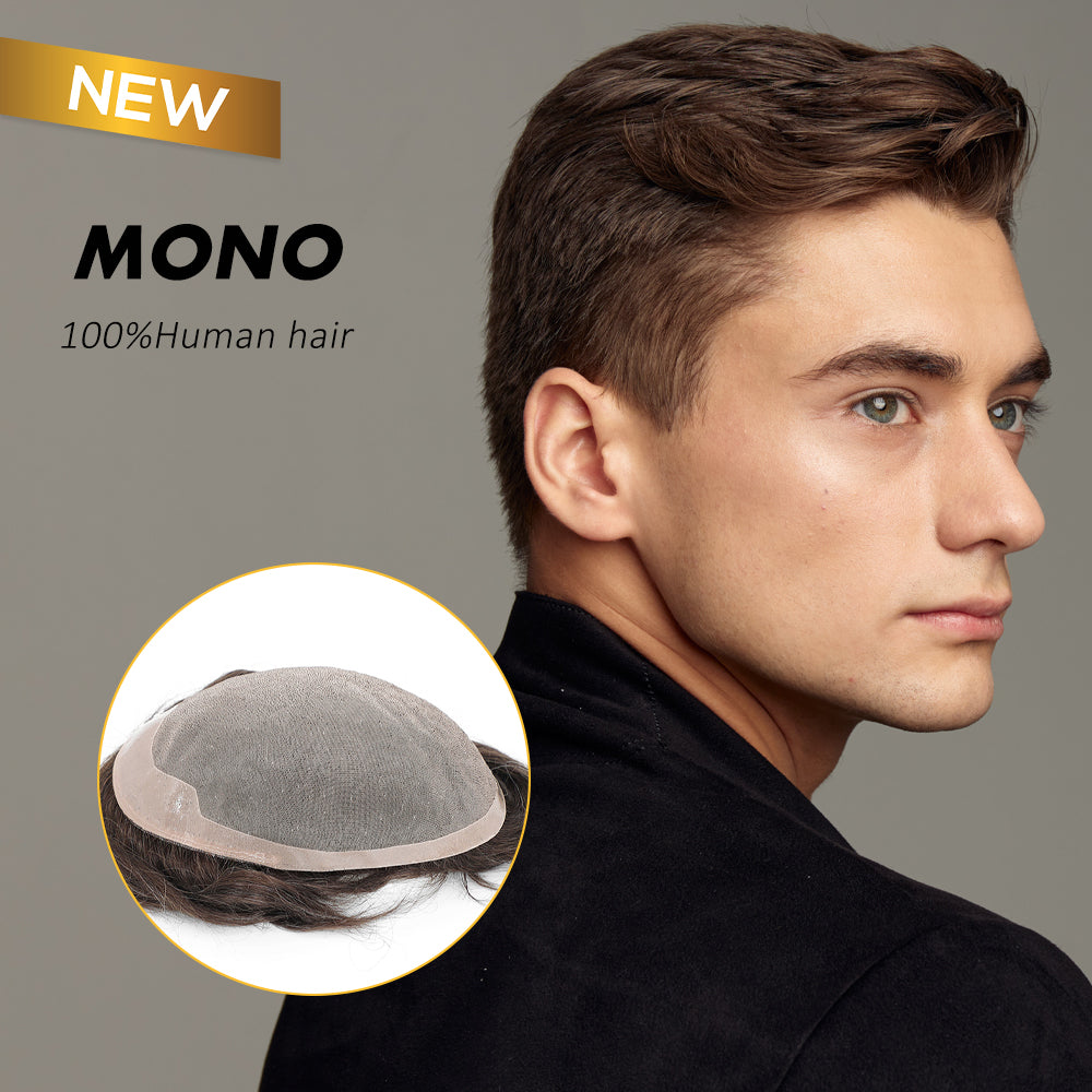 AHF-CM104 Fine mono, front hair line PU coated, sides and back PU band 1/2"